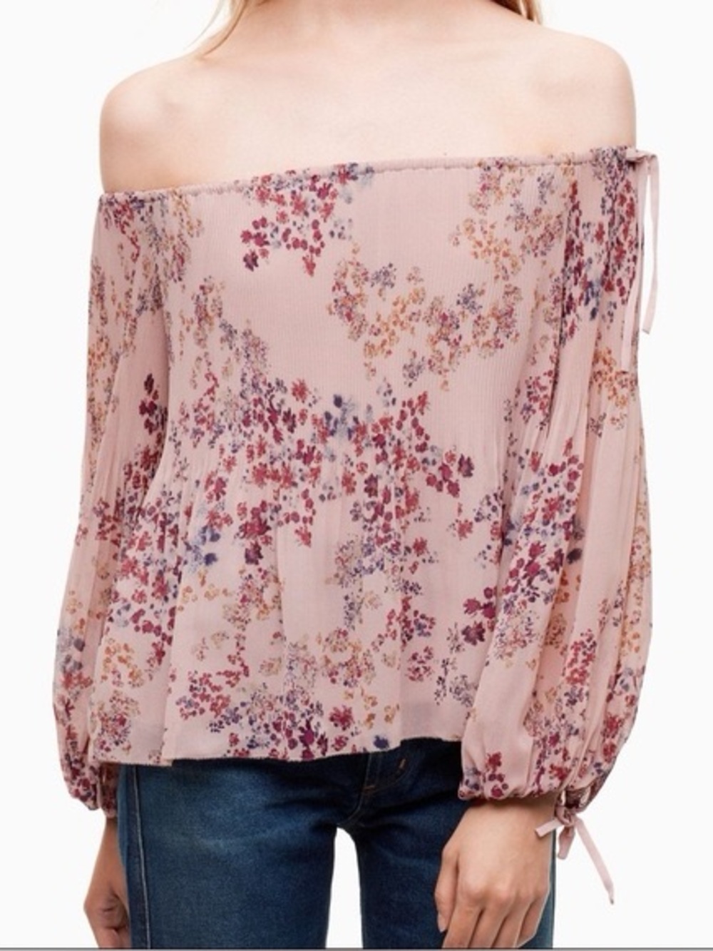Aritzia Wilfred Talence Off Shoulder Pleated Blouse